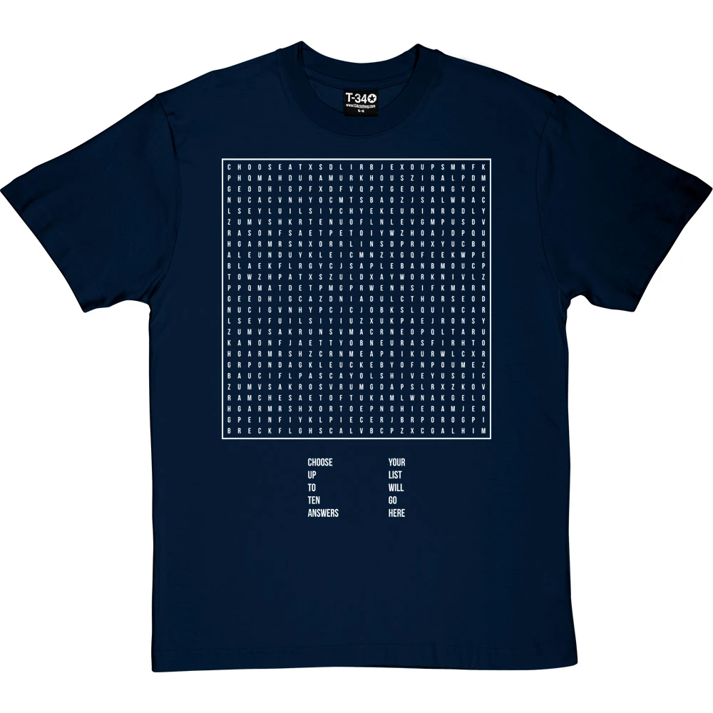 Personalised Word Search T-Shirt 17 Personalised Word Search T-Shirt - Image 17