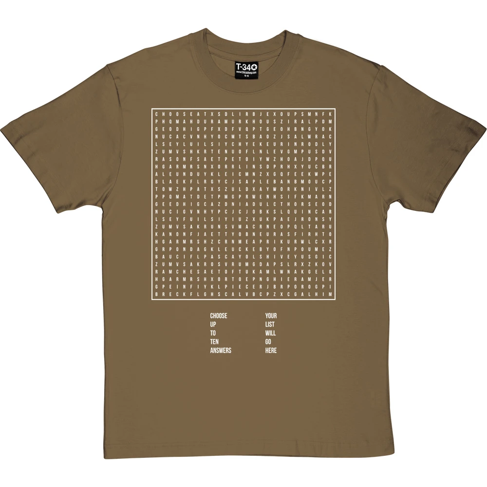 Personalised Word Search T-Shirt 15 Personalised Word Search T-Shirt - Image 15
