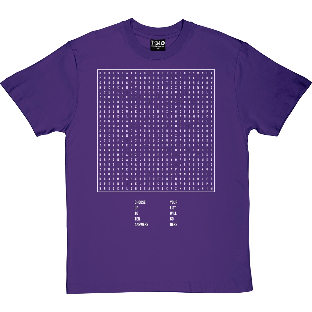 Personalised Word Search T-Shirt 18 Personalised Word Search T-Shirt - Image 18