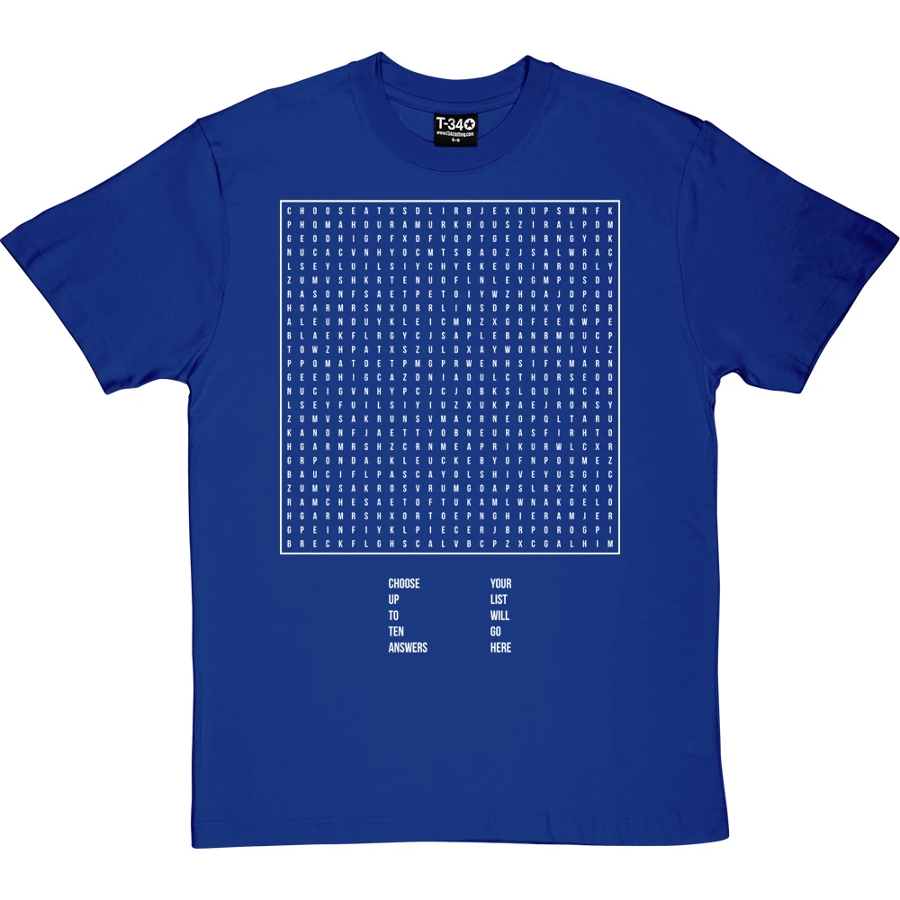 Personalised Word Search T-Shirt 10 Personalised Word Search T-Shirt - Image 10
