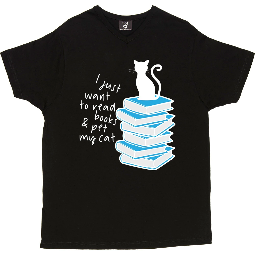 I Just Want To Read Books And Pet My Cat T-Shirt 3 I Just Want To Read Books And Pet My Cat T-Shirt - Image 3