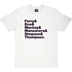 Roxy Music Line-Up T-Shirt -Tshirt Store roxy music line up tshirt 1 whitetshirt