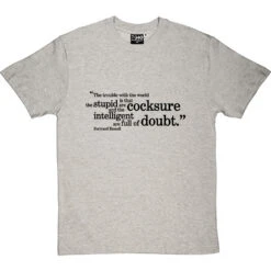 Bertrand Russell "Trouble With The World" Quote T-Shirt -Tshirt Store russell trouble with world tshirt 1 lightoxfordtshirt