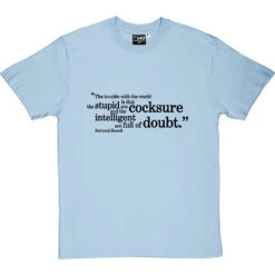 Bertrand Russell "Trouble With The World" Quote T-Shirt -Tshirt Store russell trouble with world tshirt 1 skybluetshirt