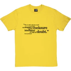 Bertrand Russell "Trouble With The World" Quote T-Shirt -Tshirt Store russell trouble with world tshirt 1 yellowtshirt