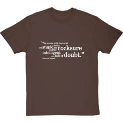 Bertrand Russell "Trouble With The World" Quote T-Shirt -Tshirt Store russell trouble with world tshirt 2 hazelnuttshirt
