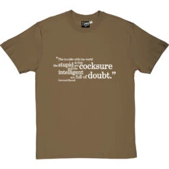 Bertrand Russell "Trouble With The World" Quote T-Shirt -Tshirt Store russell trouble with world tshirt 2 olivetshirt