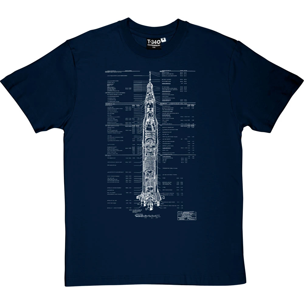 Saturn V Diagram T-Shirt 9 Saturn V Diagram T-Shirt - Image 9