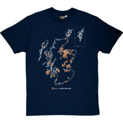 Scottish Whisky Map T-Shirt -Tshirt Store scottish whisky map tshirt 2 navybluetshirt