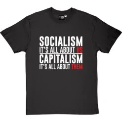 Socialism: It's All About Us T-Shirt -Tshirt Store socialism capitalism tshirt 2 charcoaltshirt
