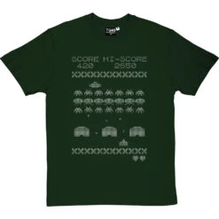 Space Invaders Knitting Pattern T-Shirt -Tshirt Store space invaders knitting tshirt 2 bottlegreentshirt