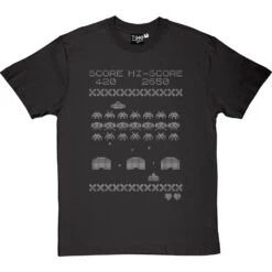 Space Invaders Knitting Pattern T-Shirt -Tshirt Store space invaders knitting tshirt 2 charcoaltshirt