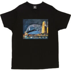 Sydney Harbour Bridge By Hadrian Richards T-Shirt 17 Sydney Harbour Bridge By Hadrian Richards T-Shirt -Tshirt Store sydney harbour bridge tshirt black mens v neck tshirt