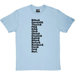 The Hobbit Line-Up T-Shirt -Tshirt Store the hobbit j r r tolkien line up tshirt 1 skybluetshirt