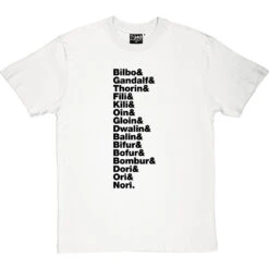 The Hobbit Line-Up T-Shirt -Tshirt Store the hobbit j r r tolkien line up tshirt 1 whitetshirt