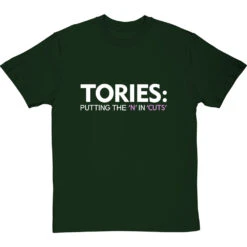 Tories: Putting The 'N' In 'Cuts' T-Shirt -Tshirt Store tories putting the n in cuts tshirt 178 bottlegreentshirt