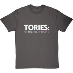 Tories: Putting The 'N' In 'Cuts' T-Shirt -Tshirt Store tories putting the n in cuts tshirt 178 charcoaltshirt