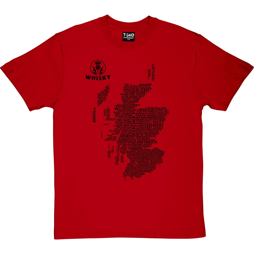 Scottish Whisky Typography Map T-Shirt 16 Scottish Whisky Typography Map T-Shirt - Image 16