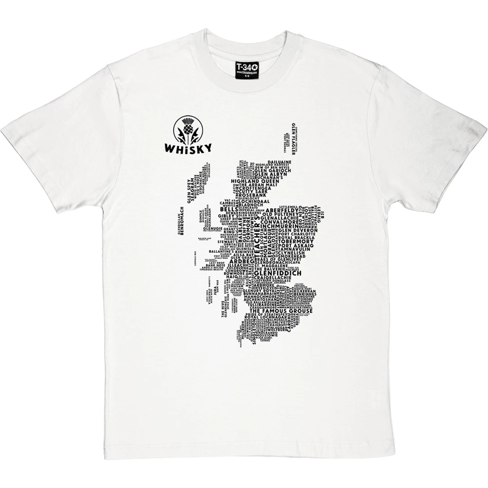Scottish Whisky Typography Map T-Shirt 15 Scottish Whisky Typography Map T-Shirt - Image 15