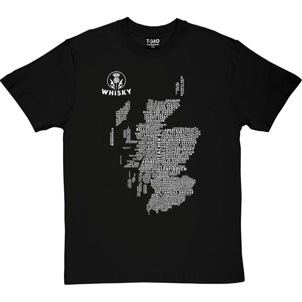 Scottish Whisky Typography Map T-Shirt 5 Scottish Whisky Typography Map T-Shirt - Image 5