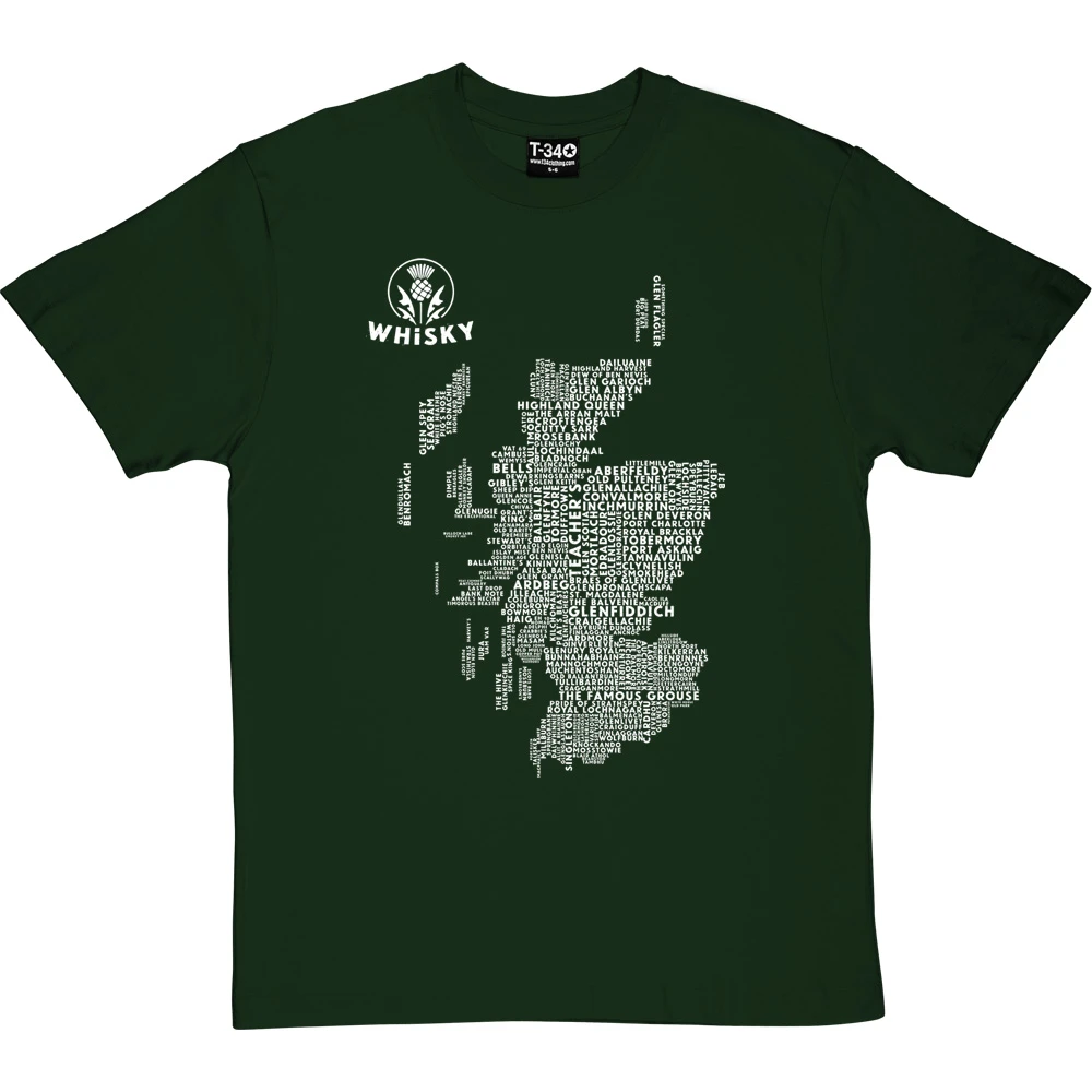 Scottish Whisky Typography Map T-Shirt 7 Scottish Whisky Typography Map T-Shirt - Image 7