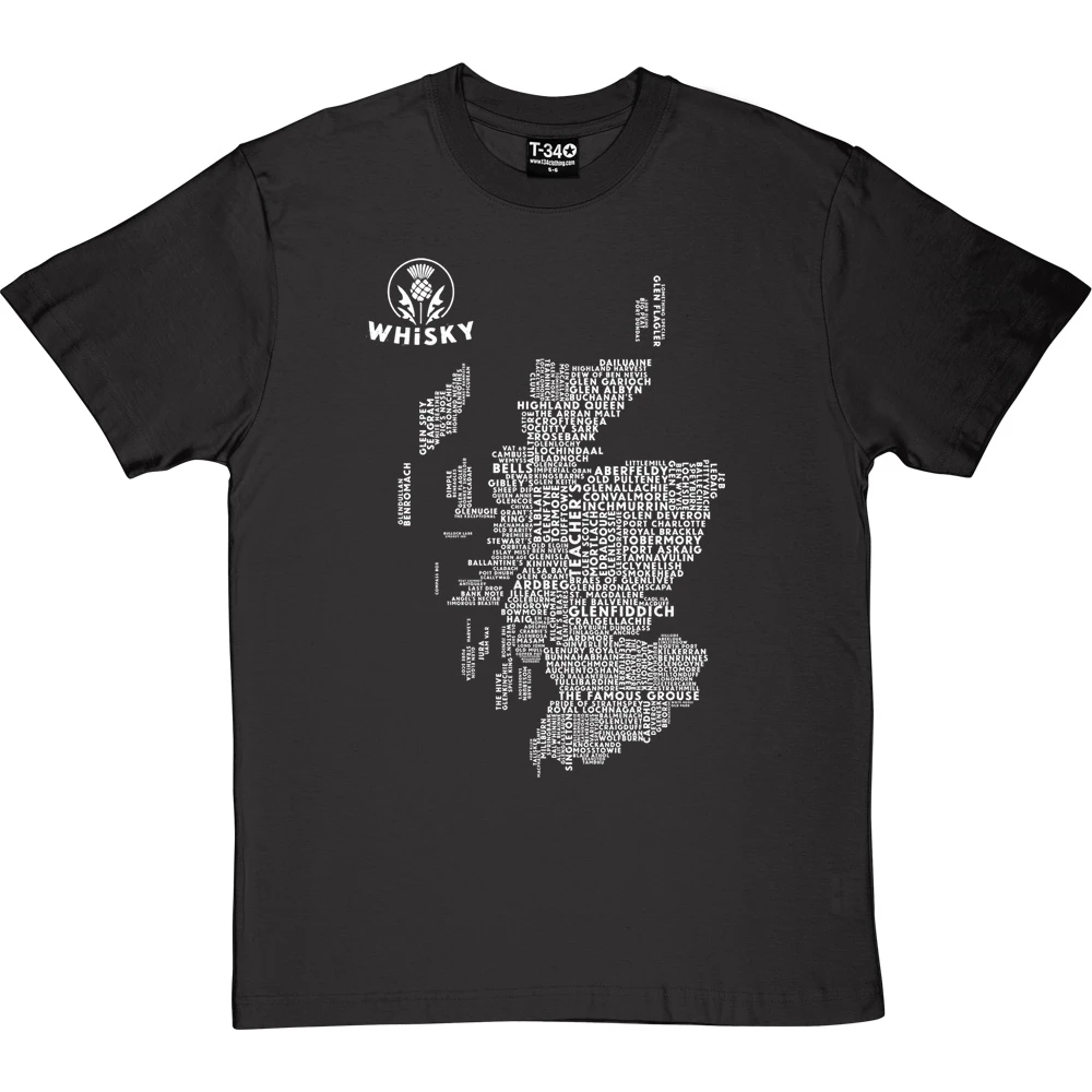 Scottish Whisky Typography Map T-Shirt 3 Scottish Whisky Typography Map T-Shirt - Image 3
