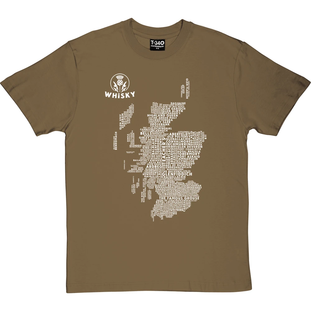 Scottish Whisky Typography Map T-Shirt 6 Scottish Whisky Typography Map T-Shirt - Image 6