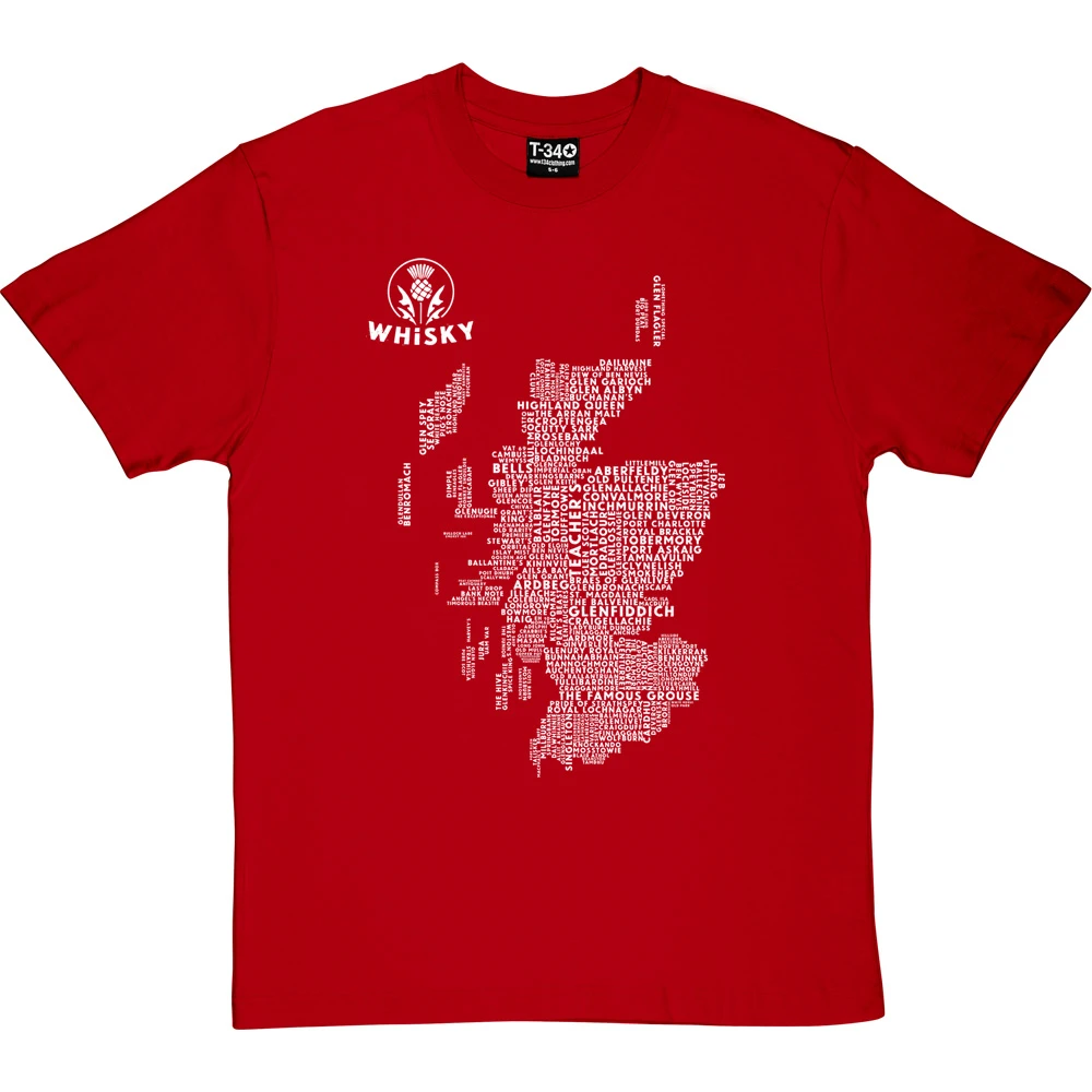 Scottish Whisky Typography Map T-Shirt 10 Scottish Whisky Typography Map T-Shirt - Image 10